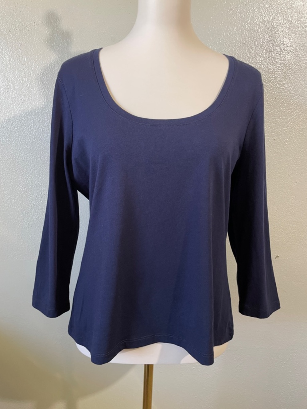 Boden Navy Scoop Neck Top 10 Cotton Modal Casual Everyday Layering Basic Soft
